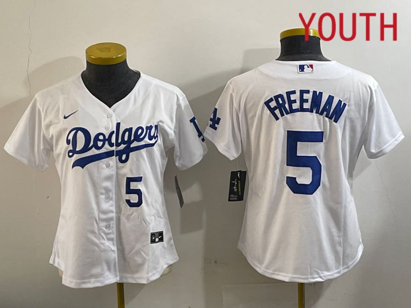 Youth Los Angeles Dodgers #5 Freeman White Game 2024 Nike MLB Jersey style 11204->youth mlb jersey->Youth Jersey
